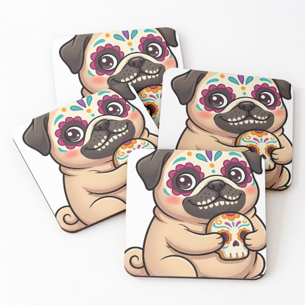 Item preview, Cute Sugar Skull Pug with a Sugar Skull Treat designed and sold by pumsquare.