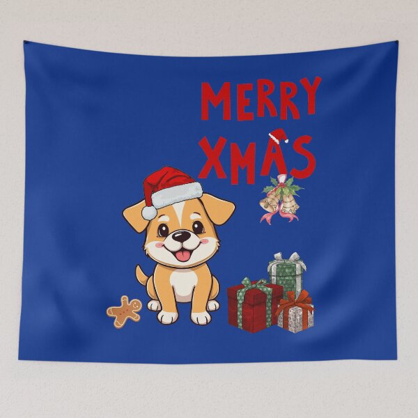 Item preview, Merry Xmas – Cute Christmas Dog Retro Holiday Art designed and sold by Evelashop.