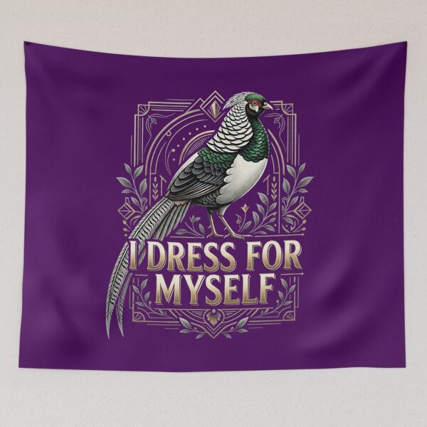 Item preview, Lady Amherst Pheasant Shirt - I Dress For Myself - Art Deco Exotic Bird Tee - Luxury Couture Fashion Graphic designed and sold by Max Store.