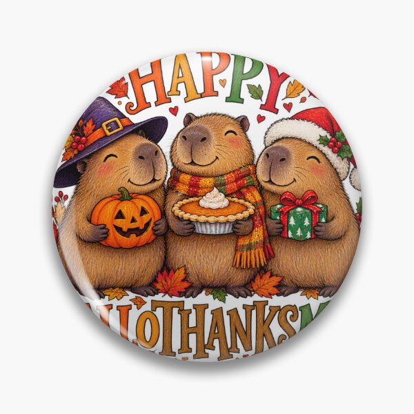 Item preview, Happy Hallothanksmas Capybaras Celebrating Three Fall Holidays designed and sold by skyartdesign.