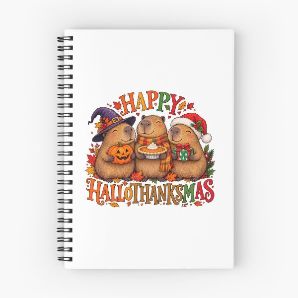 Item preview, Happy Hallothanksmas Capybaras Celebrating Three Fall Holidays designed and sold by skyartdesign.