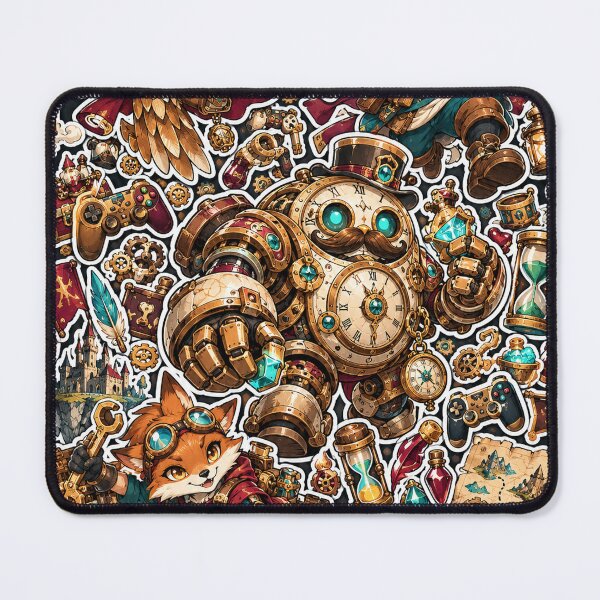 Item preview, Steampunk Animals Sticker Pack Fox Owl Gamer Art designed and sold by Inked Legacy.