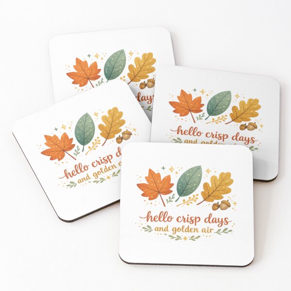 Item preview, Hello Crisp Days and Golden Air Autumn Leaves Cozy Fall Quote Art designed and sold by inkoutninja.