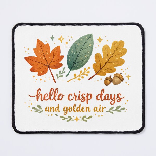 Item preview, Hello Crisp Days and Golden Air Autumn Leaves Cozy Fall Quote Art designed and sold by inkoutninja.