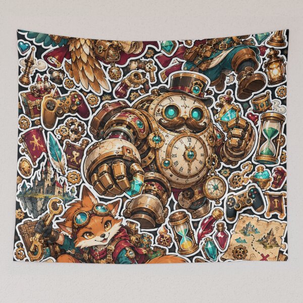 Item preview, Steampunk Animals Sticker Pack Fox Owl Gamer Art designed and sold by Inked Legacy.