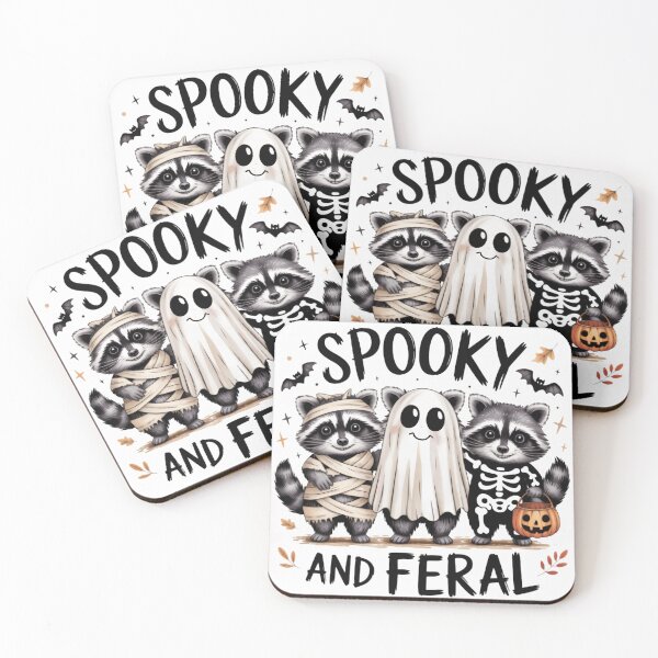 Item preview, Spooky and Feral Cute Raccoon Trio in Costumes Funny Halloween Gift designed and sold by Zizo-DR44.