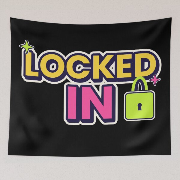 Item preview, Locked In Funny Gen Z Slang Padlock Typography designed and sold by jaissaurabh.