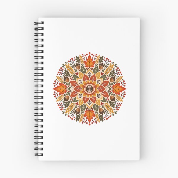 Item preview, Autumn Folk Art Mandala with Leaves and Berries designed and sold by skyartdesign.