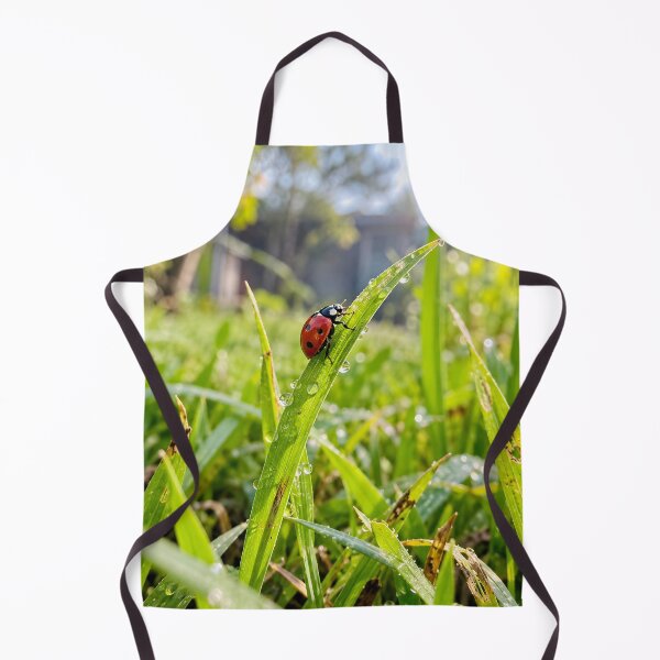 Item preview, Red Ladybug Climbing Dewy Green Grass Blade designed and sold by donekerry.