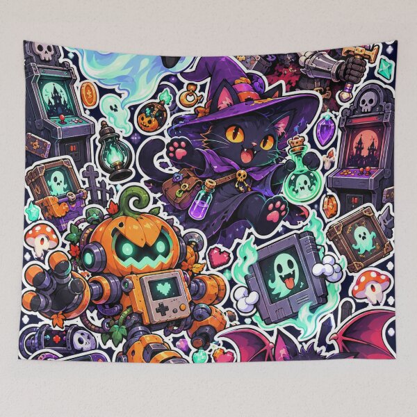 Item preview, Haunted Gamer Halloween Sticker Pack Ghost Cat Art designed and sold by Inked Legacy.