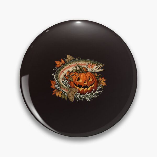 Item preview, Spooky Trout Fish Pumpkin Fall Fishing Halloween Fisherman Art designed and sold by mari-kayden.