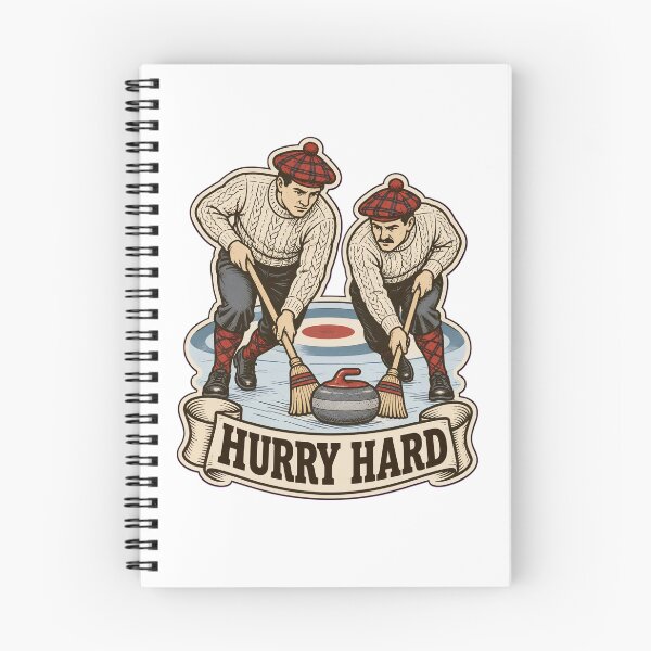 Item preview, Barredoras vintage divertidas para curling | Diseño retro de escoba y piedra para curling designed and sold by StickyGuys.