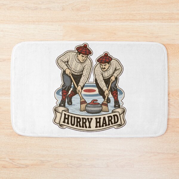 Item preview, Funny Curling Hurry Hard Vintage Sweepers | Curling Broom and Stone Retro Sport Design designed and sold by StickyGuys.