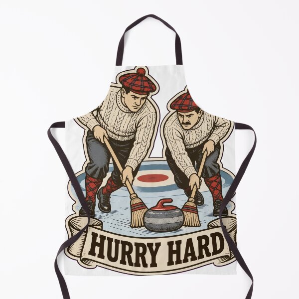 Item preview, Funny Curling Hurry Hard Vintage Sweepers | Curling Broom and Stone Retro Sport Design designed and sold by StickyGuys.