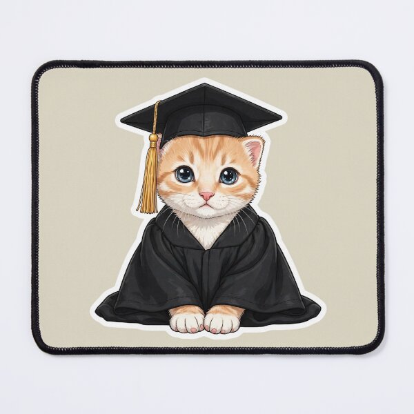 Item preview, Cute Graduation Cat with Cap and Gown Comic Sticker designed and sold by CaptainSeal.
