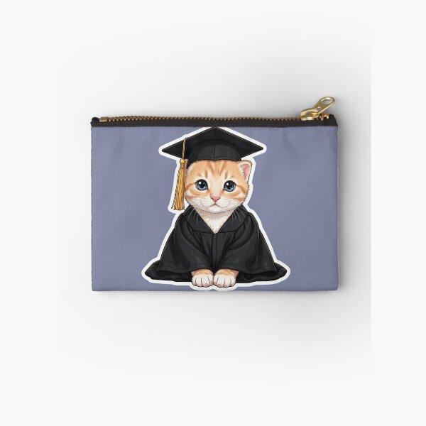 Item preview, Cute Graduation Cat with Cap and Gown Comic Sticker designed and sold by CaptainSeal.