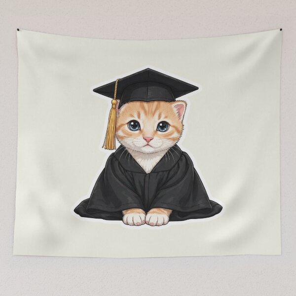 Item preview, Cute Graduation Cat with Cap and Gown Comic Sticker designed and sold by CaptainSeal.