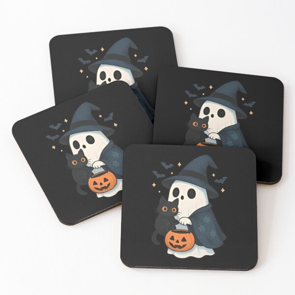 Item preview, Cute Witch Ghost with Black Cat & Pumpkin Halloween Trick-or-Treat designed and sold by Zizo-DR44.