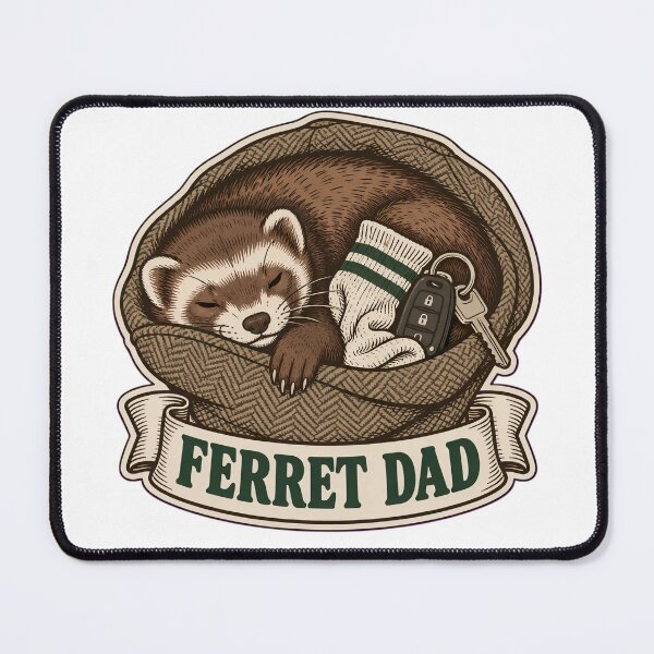 Item preview, Ferret Dad Vintage Crest | Funny Ferret Sleeping in Flat Cap with Stolen Sock designed and sold by StickyGuys.