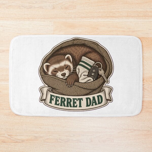 Item preview, Ferret Dad Vintage Crest | Funny Ferret Sleeping in Flat Cap with Stolen Sock designed and sold by StickyGuys.