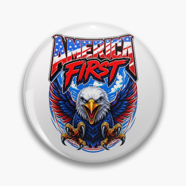 Item preview, America First Eagle – American Flag Bald Eagle Patriotic USA Design on White Background  designed and sold by WLHmedia.com .