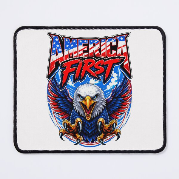 Item preview, America First Eagle – American Flag Bald Eagle Patriotic USA Design on White Background designed and sold by WLHmedia.com .