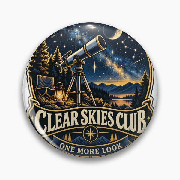 Item preview, Clear Skies Club – Vintage Amateur Astronomy Telescope Stargazing Badge designed and sold by -Inkspire Studio-.