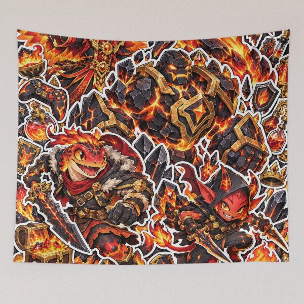 Item preview, Fire Dragon Gamer Sticker Pack Lava Fantasy Art designed and sold by Inked Legacy.