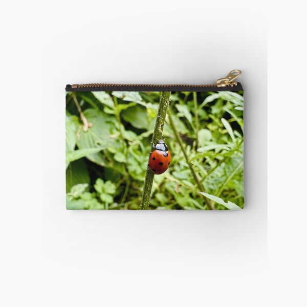 Item preview, Red Ladybug Climbing Tall Green Plant Stem designed and sold by donekerry.