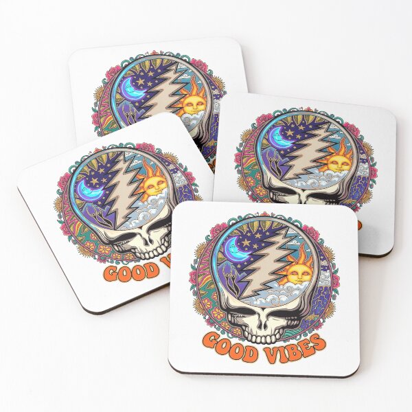 Item preview, Grateful Dead Good Vibes Sun Moon Skull designed and sold by FrettKnitwear.