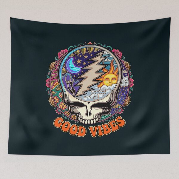 Item preview, Grateful Dead Good Vibes Sun Moon Skull designed and sold by FrettKnitwear.