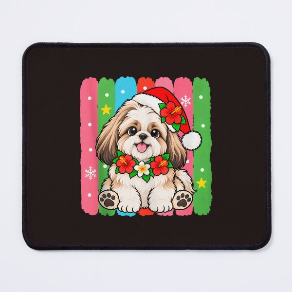 Item preview, Shih Tzu Tropical Christmas Santa Hat Hibiscus Floral Dog designed and sold by mari-kayden.