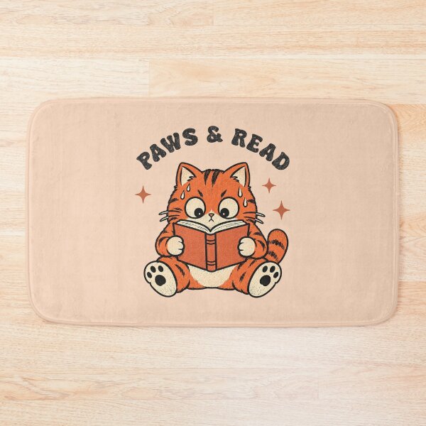 Item preview, Paws & Read Funny Cat Reading Book Retro Vintage Book Lover designed and sold by Chonkz.