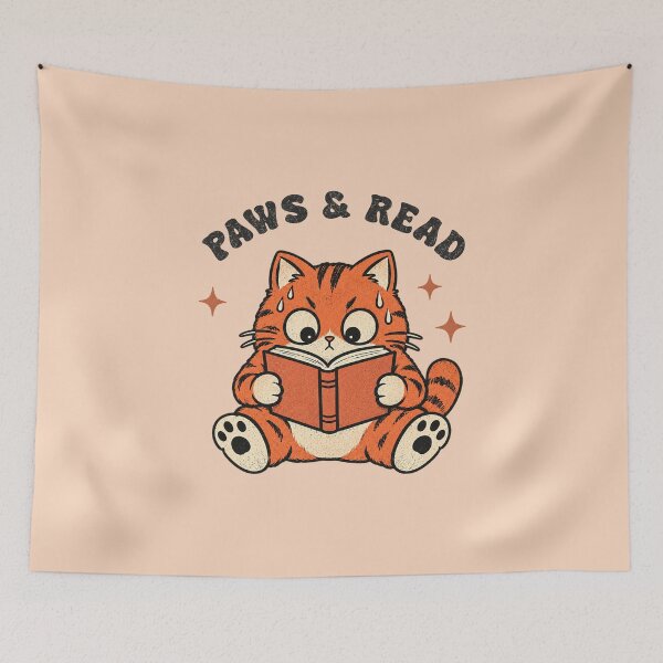 Item preview, Paws & Read Funny Cat Reading Book Retro Vintage Book Lover designed and sold by Chonkz.