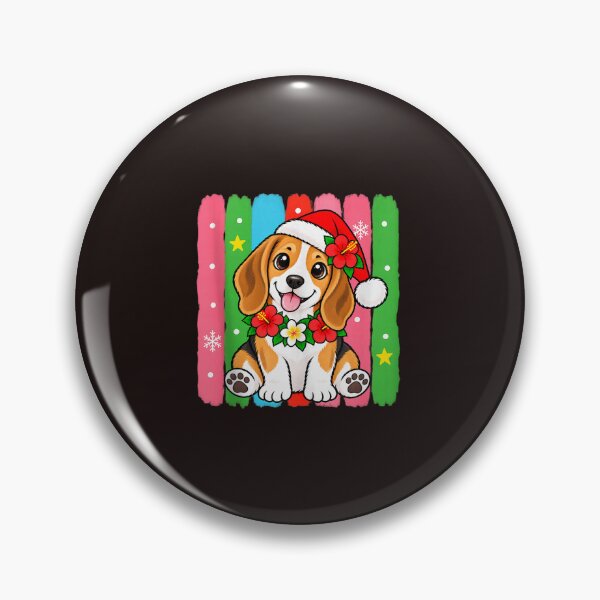 Item preview, Beagle Tropical Christmas Santa Hat Hibiscus Floral Dog designed and sold by mari-kayden.