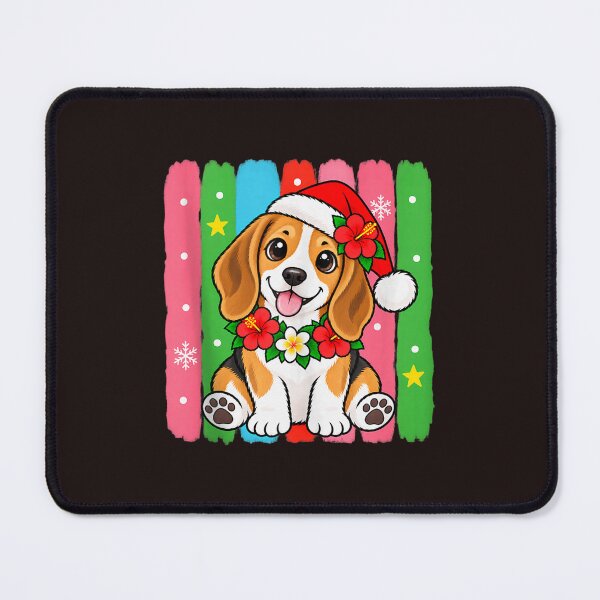 Item preview, Beagle Tropical Christmas Santa Hat Hibiscus Floral Dog designed and sold by mari-kayden.