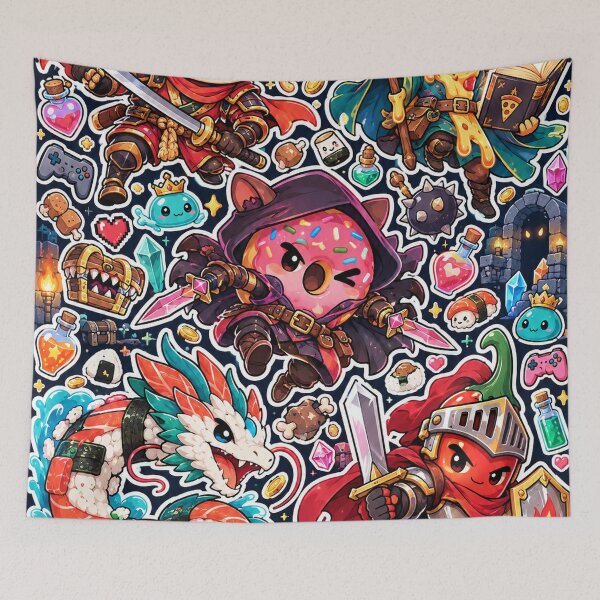 Item preview, Dungeon Food Warriors Sticker Pack Ramen Pizza Art designed and sold by Inked Legacy.