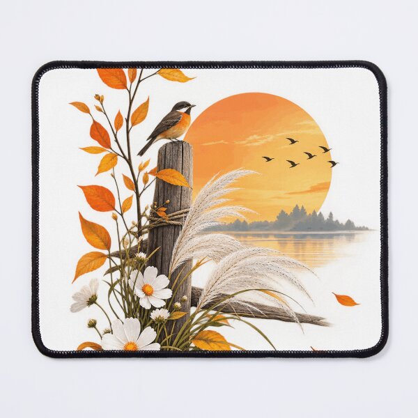 Item preview, Autumn Lake Bird & Pampas Grass – Rustic Botanical Nature Art designed and sold by meghnad.