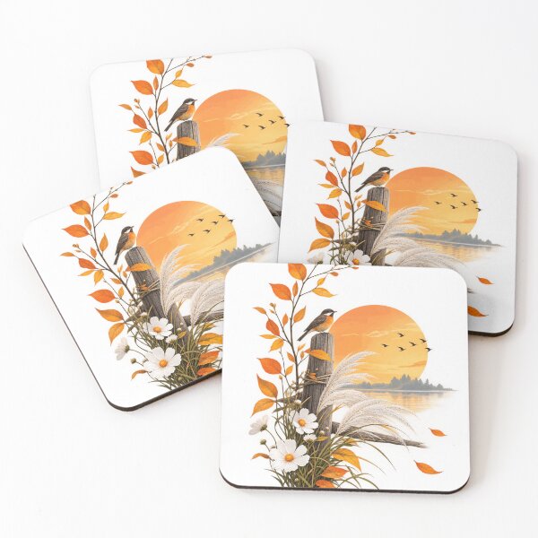 Item preview, Autumn Lake Bird & Pampas Grass – Rustic Botanical Nature Art designed and sold by meghnad.