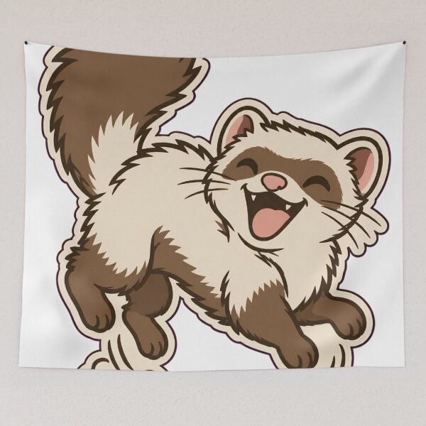Item preview, Kawaii Ferret War Dance | Chibi Cute Ferret Chaotic Hop Die Cut designed and sold by StickyGuys.