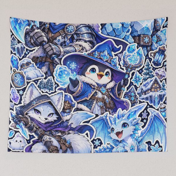 Item preview, Ice Fantasy Gamer Sticker Pack Penguin Wizard Art designed and sold by Inked Legacy.
