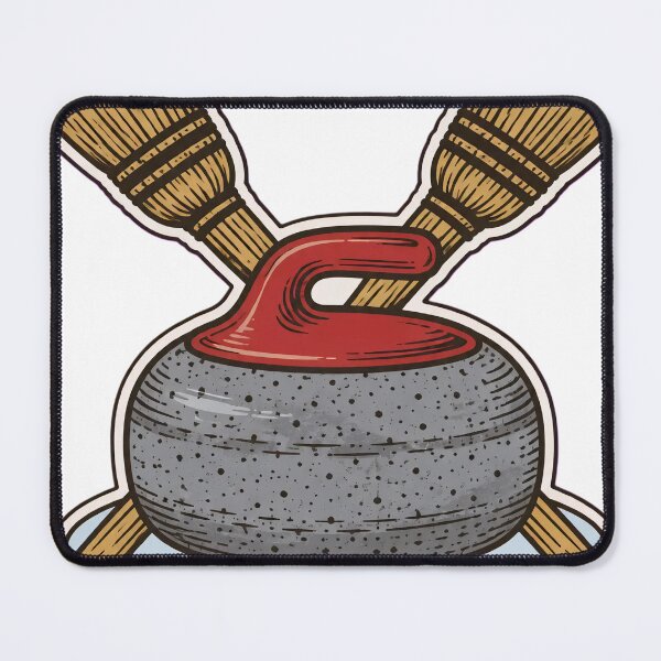 Item preview, Curling Stone | Granite Curling Rock and Crossed Brooms Winter Sports Die Cut designed and sold by StickyGuys.