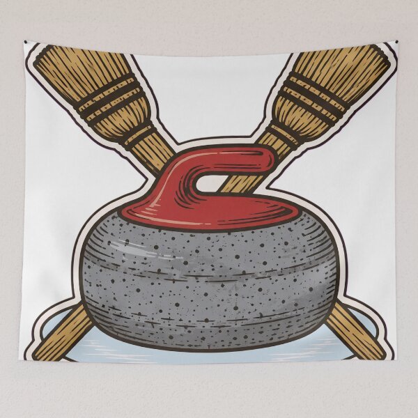 Item preview, Curling Stone | Granite Curling Rock and Crossed Brooms Winter Sports Die Cut designed and sold by StickyGuys.