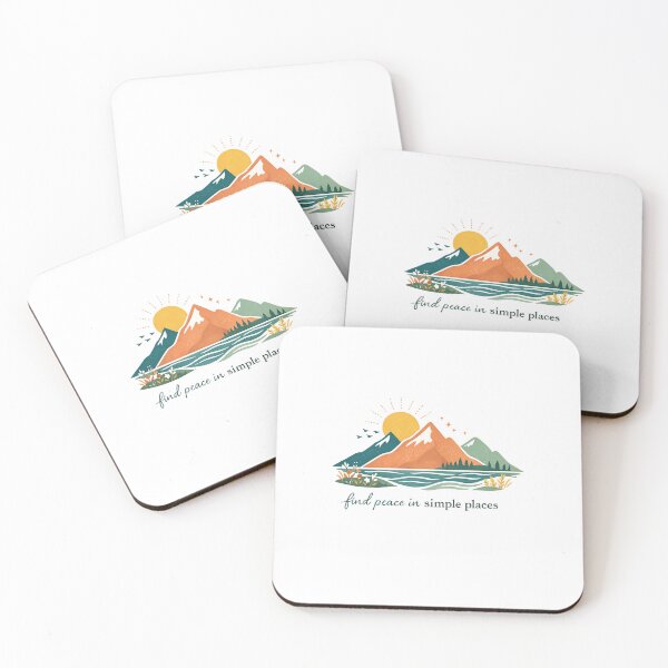 Item preview, Find Peace in Simple Places Mountain Lake Nature Mindfulness Quote Art designed and sold by inkoutninja.