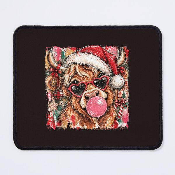 Item preview, Highland Cow Santa Hat Christmas Bubblegum Heart Sunglasses designed and sold by mari-kayden.