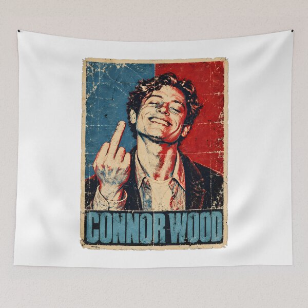 Item preview, ConnorWood Middle Finger Red Blue Pop Art Comedy Poster designed and sold by lilLilaBat.