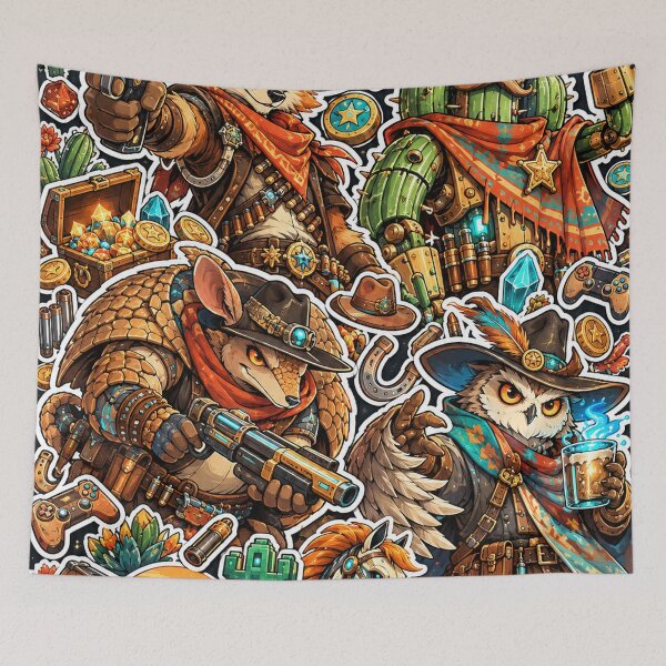 Item preview, Wild West Gamer Sticker Pack Fox Cowboy Cactus Art designed and sold by Inked Legacy.