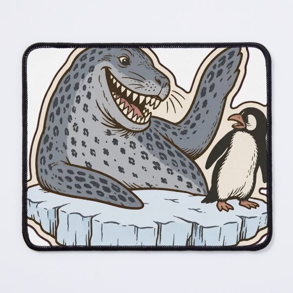 Item preview, Leopard Seal | Grinning Antarctic Seal and Worried Penguin Funny Die Cut designed and sold by StickyGuys.
