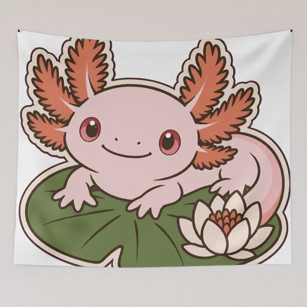 Item preview, Albino Axolotl | Kawaii Pink Axolotl on a Lily Pad Cute Die Cut designed and sold by StickyGuys.