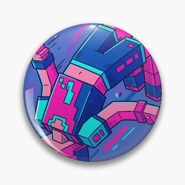 Item preview, Neon Blocky Character Flying Punch Design designed and sold by Ranpict.